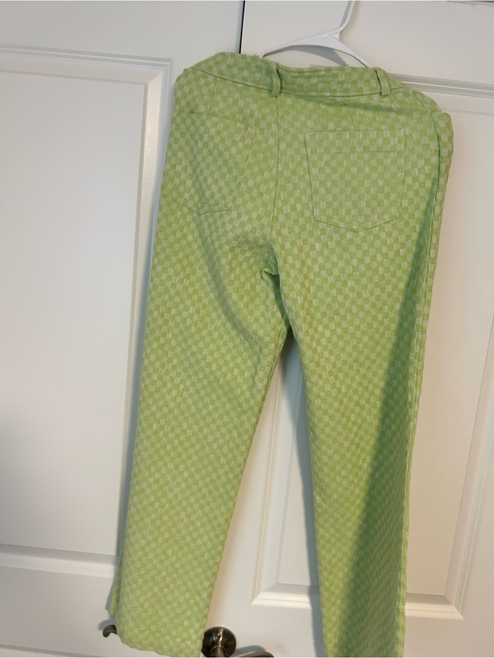 Zara Light Green Checker Slim Pants